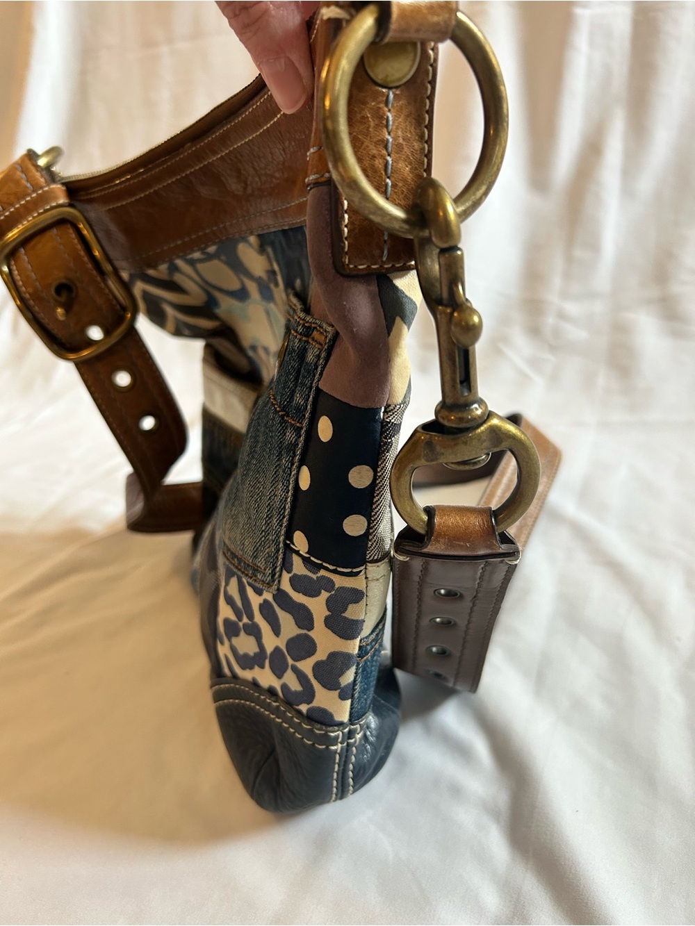 Coach Patchwork Denim and Brown Leather Crossbody - Picture 6 of 17